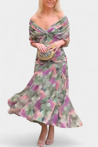 Robe femme à manches longues florale pour cérémonie