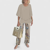 Conjunto de dos piezas para mujer, blusa ligera de corte relajado y pantalones