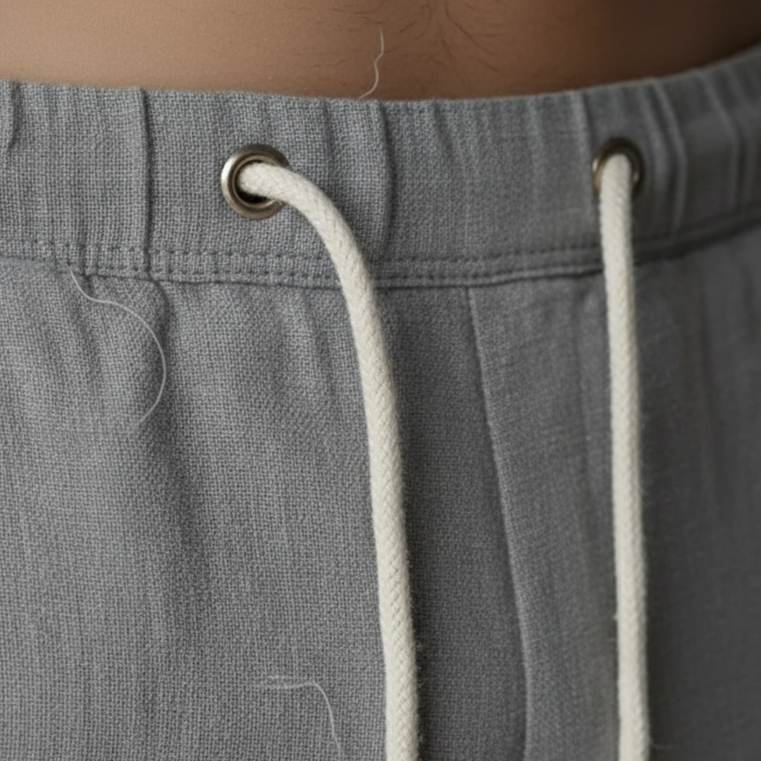 Trousers Baggy Linen Drawstring Mens