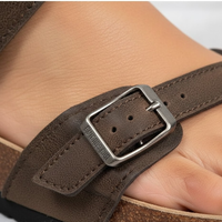 Sandalias de verano para mujer con empeine de cuero y suela de caucho