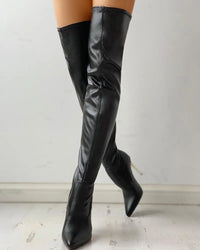 Bottes montantes pour femme en cuir avec fermeture éclair et petit talon