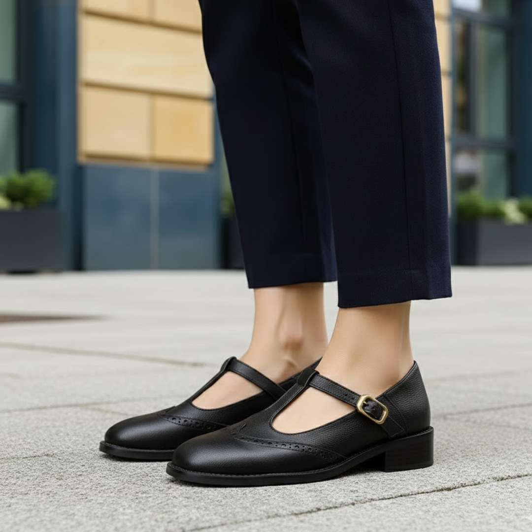 Zapatos de mujer con correa, cierre de hebilla, suela acolchada