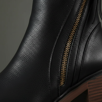 Botines ortopédicos para mujer con tacón grueso, cremallera lateral, cuero sintético