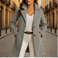 Oversized Wool Coat Structured Collar Autumn Winter