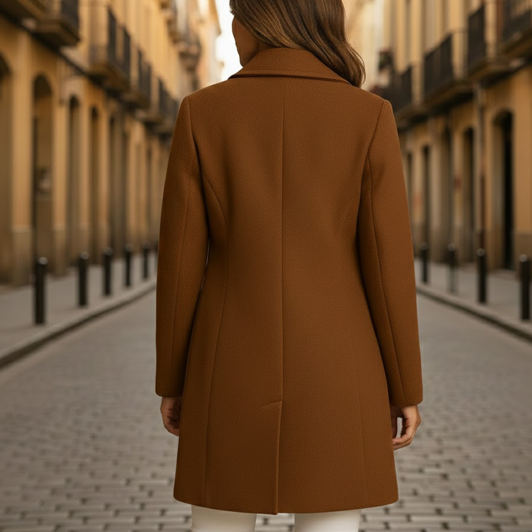 Oversized Wool Coat Structured Collar Autumn Winter
