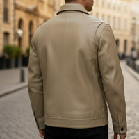Men Vegan Suede Bomber Jacket Ribbed Collar Zipper