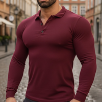 Camiseta de manga larga para hombre, polo, poliéster algodón elástico, ropa de otoño