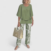 Conjunto de dos piezas para mujer, blusa ligera de corte relajado y pantalones