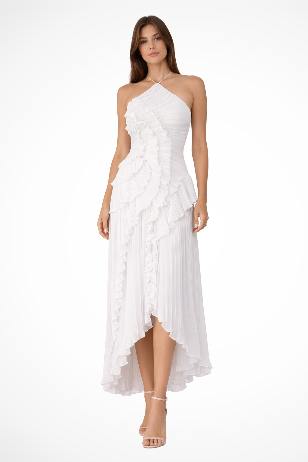 Women's Maxi Dress Ruffle Sleeveless Halter Neck Backless A-Line