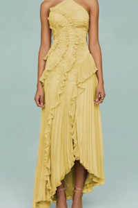 Women's Maxi Dress Ruffle Sleeveless Halter Neck Backless A-Line