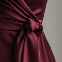 Vestido midi cruzado de satén burdeos para mujer