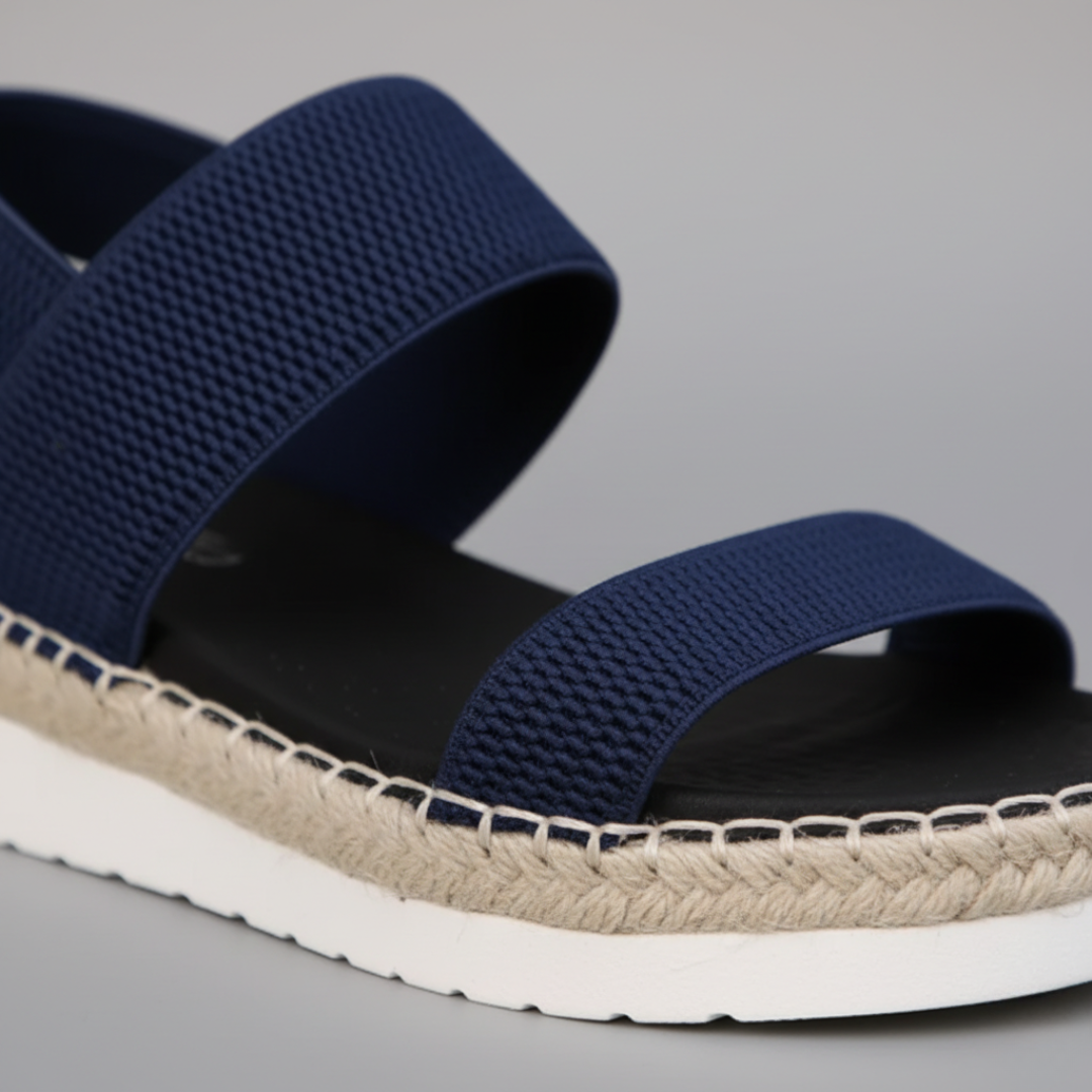 Sandales compensées en liège pour femmes, en tissu élastique orthopédique