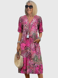 Women's Dress Floral Midi Sleeveless V-Neck