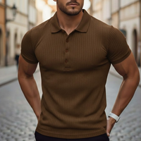 Camiseta tipo polo para hombre de manga corta, tejido de punto, ajuste entallado, poliéster