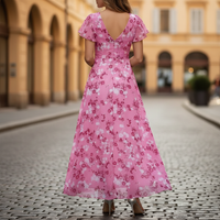 Vestido largo con manga corta y estampado floral para mujer