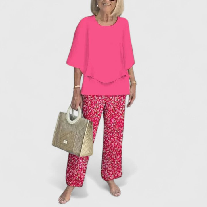 Conjunto de dos piezas para mujer, blusa ligera de corte relajado y pantalones
