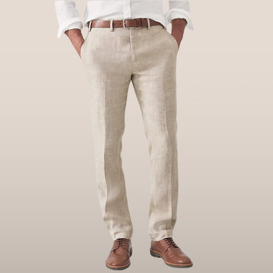 Pantalon en lin homme, taille élastique, style sarouel décontracté