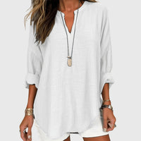 Camisa femenina sin mangas fluida con botones casual