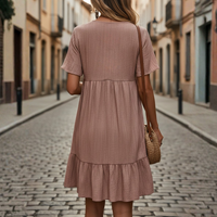 Vestido corto de manga corta con control de abdomen para mujer