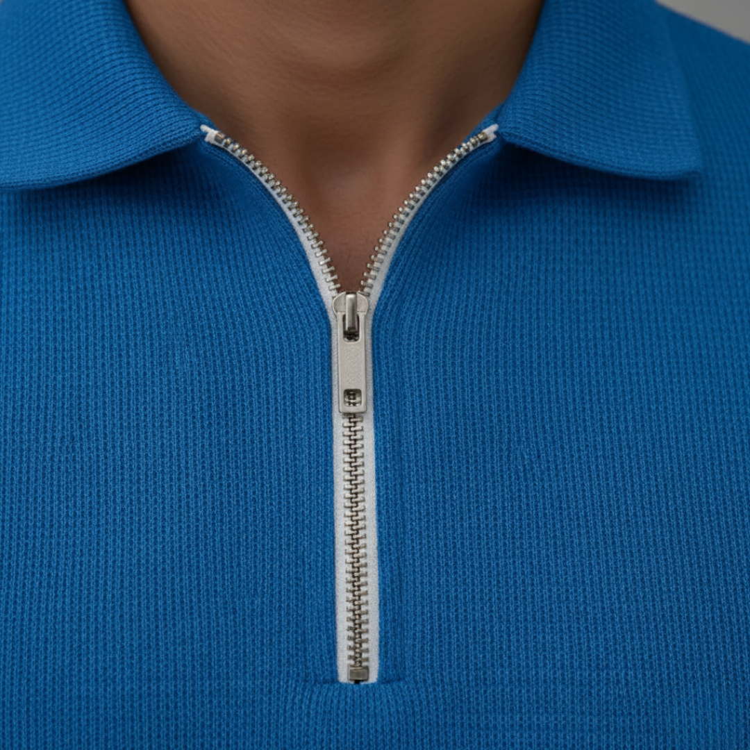 Polo Shirt and Shorts Co-Ord Set Textured Knit Mens