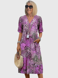 Women's Dress Floral Midi Sleeveless V-Neck