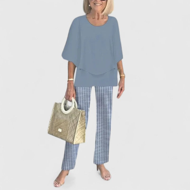 Conjunto de dos piezas para mujer, blusa ligera de corte relajado y pantalones
