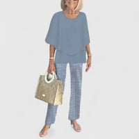 Conjunto de dos piezas para mujer, blusa ligera de corte relajado y pantalones