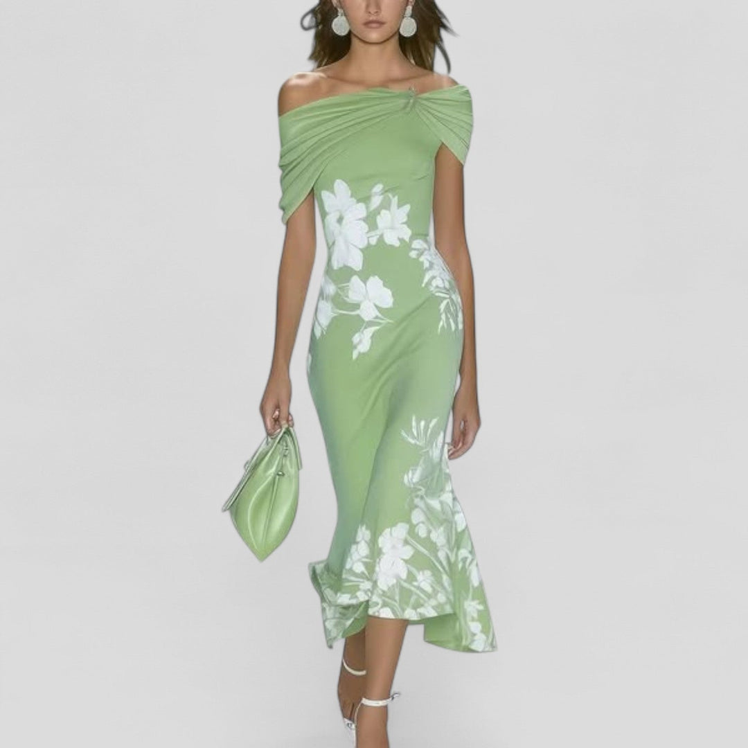 Vestido midi floral para mujer sin mangas con escote en V