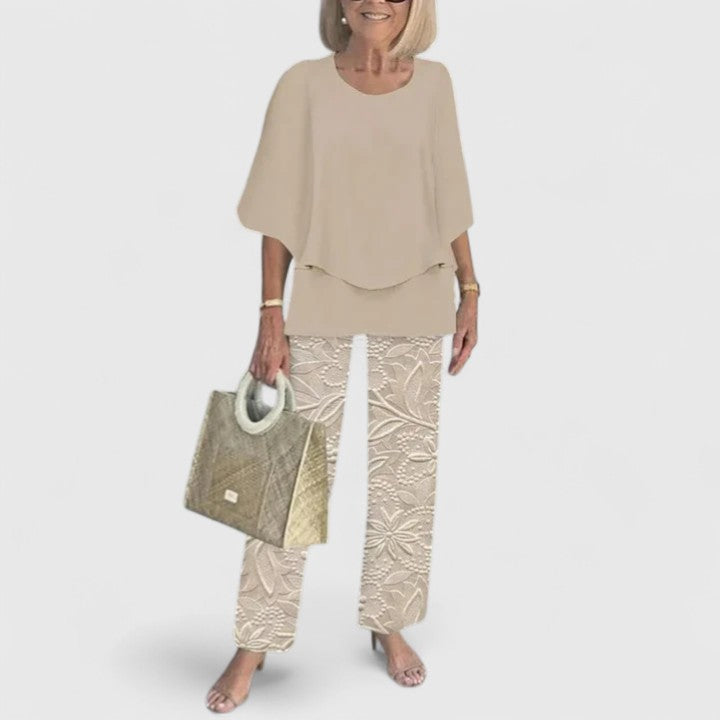 Conjunto de dos piezas para mujer, blusa ligera de corte relajado y pantalones