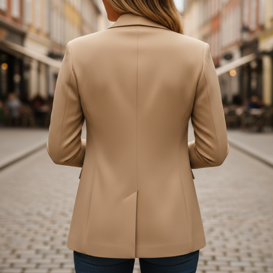 Blazer Single Button Notch Lapel Flap Pockets Slim Fit Women