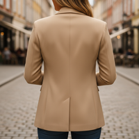 Blazer Single Button Notch Lapel Flap Pockets Slim Fit Women