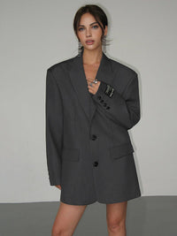 Blazer para mujer con solapas grandes y manga larga ajustada