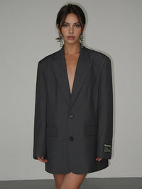 Blazer para mujer con solapas grandes y manga larga ajustada