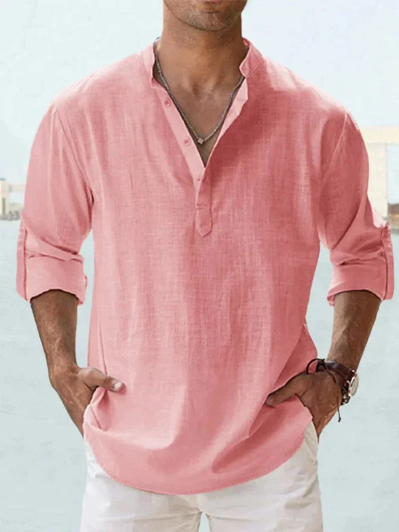 Camisa de lino para hombre sin mangas con botones, transpirable, casual, para playa