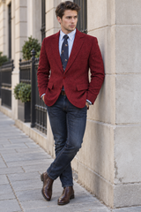 Blazer clásico de tweed de espiga para hombre | Solapa de muesca entallada