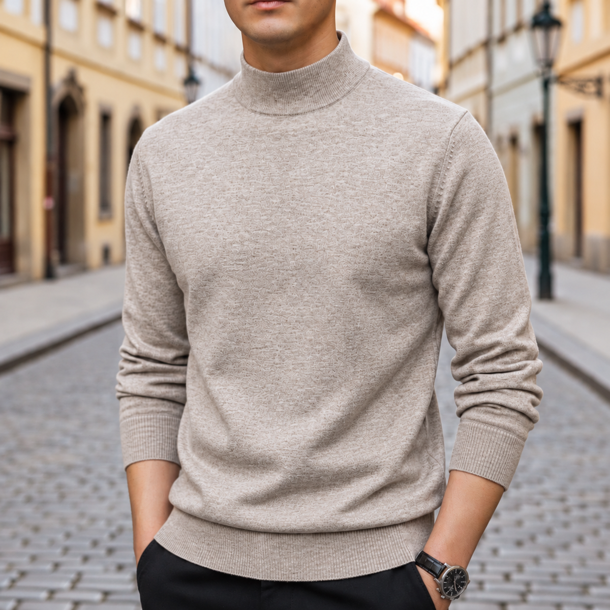 Men’s Classic Mock Neck Knit Sweater