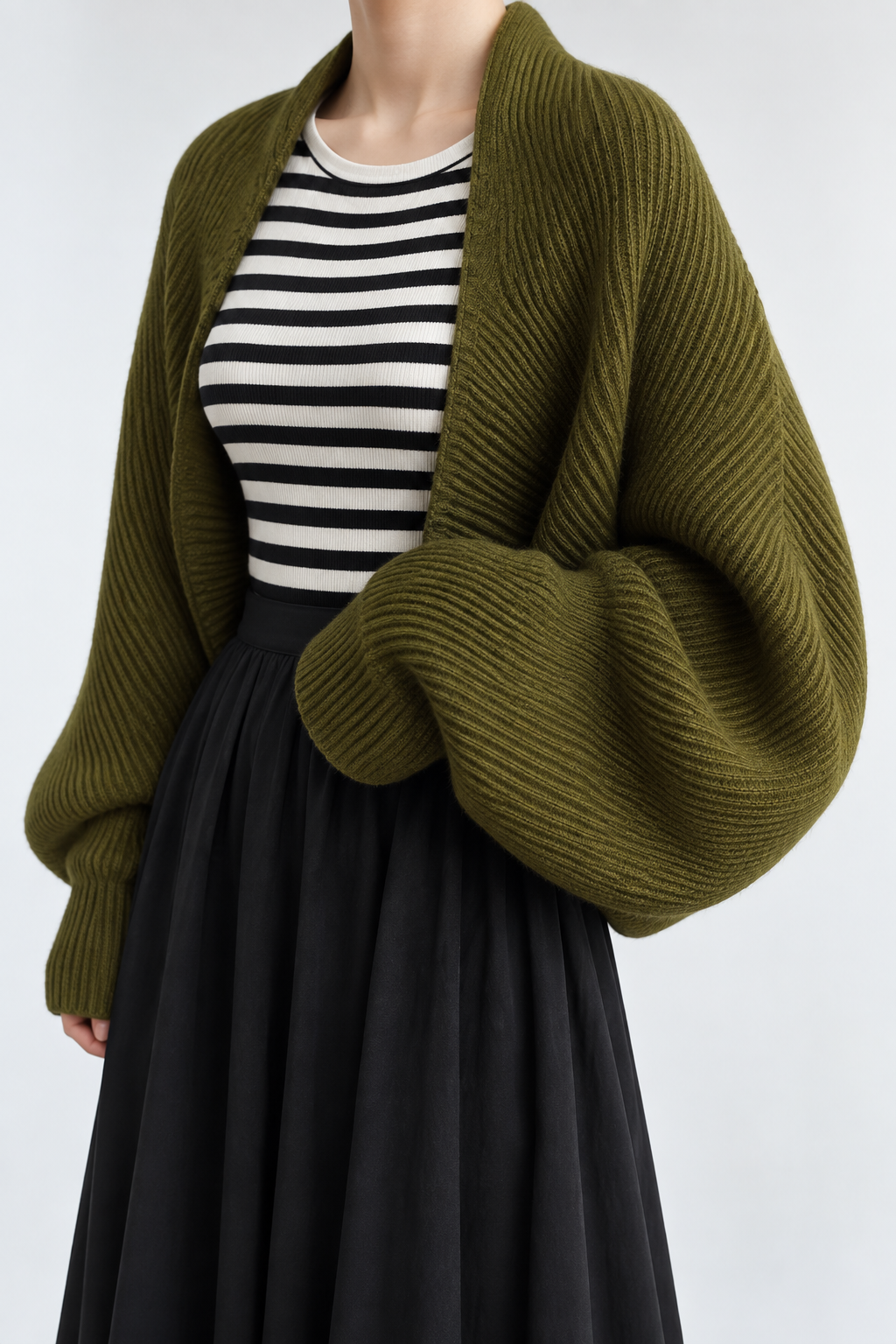 Suéter para mujer tipo shrug, abierto al frente, manga larga, ajuste regular