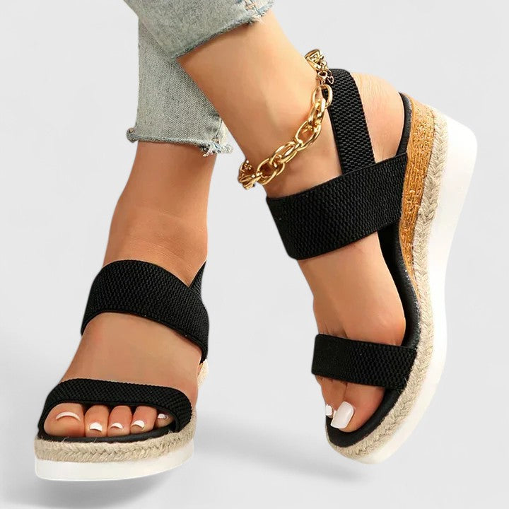 Sandalias para mujer con tira elástica ortopédica y punta abierta