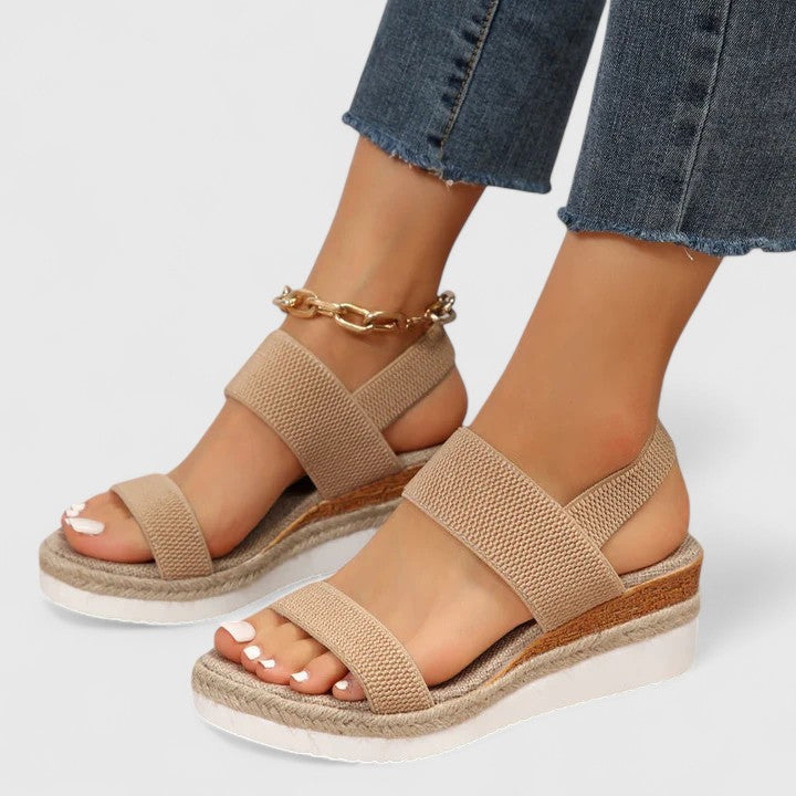 Sandalias para mujer con tira elástica ortopédica y punta abierta