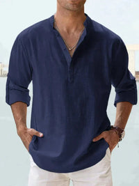 Camisa de lino para hombre sin mangas con botones, transpirable, casual, para playa