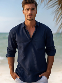 Camisa de lino para hombre sin mangas con botones, transpirable, casual, para playa