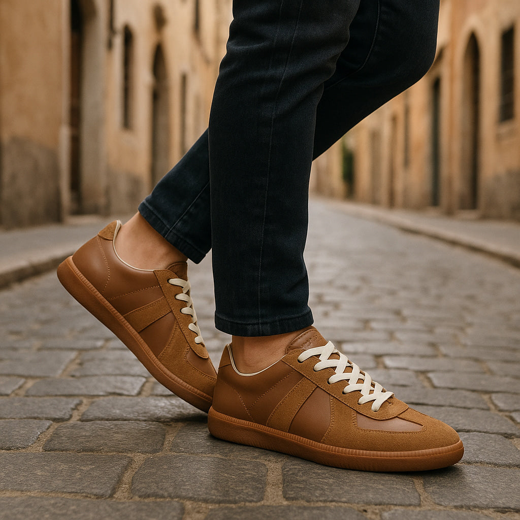 Zapatillas de cuero para hombre, con cordones, antideslizantes, bajas y casuales