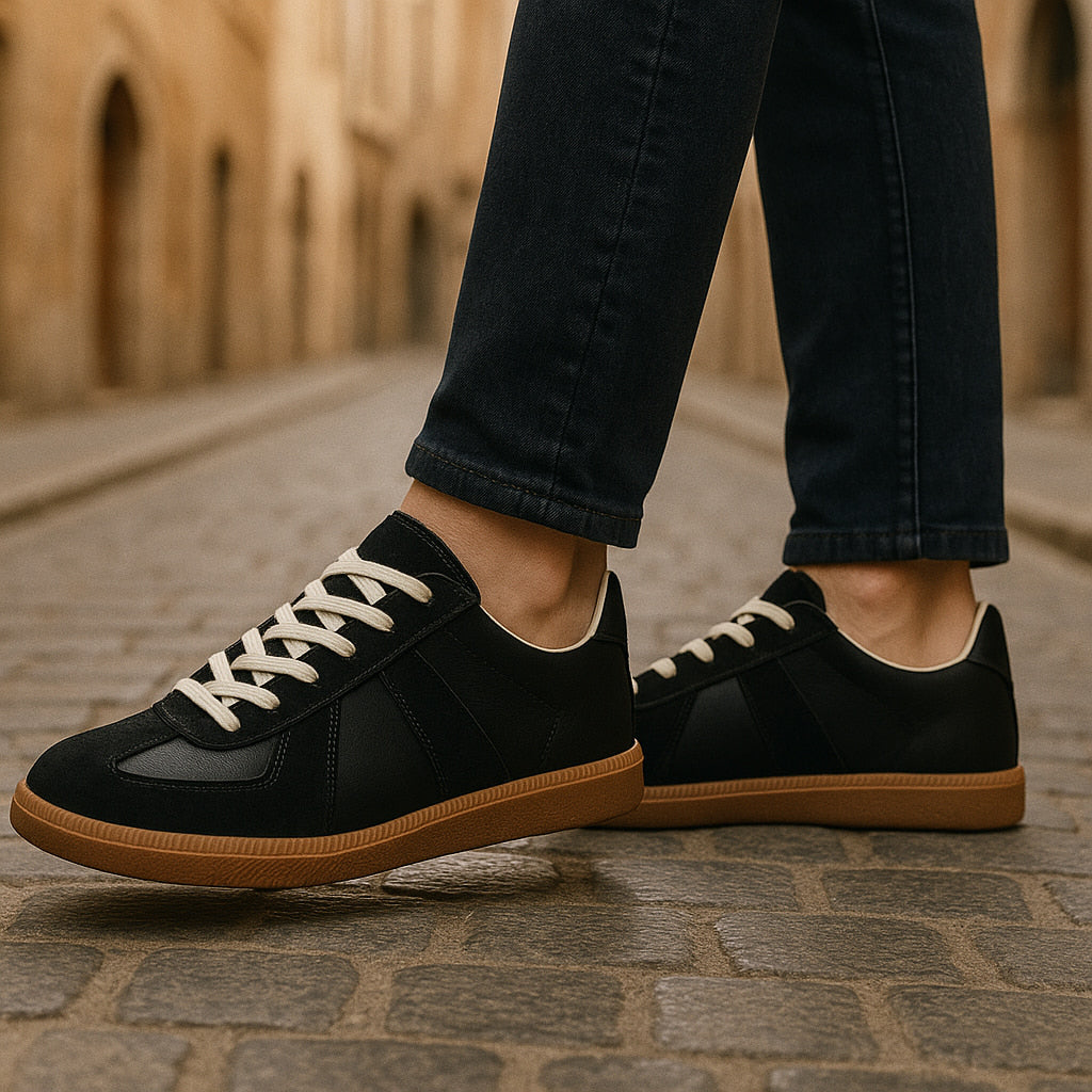 Zapatillas de cuero para hombre, con cordones, antideslizantes, bajas y casuales