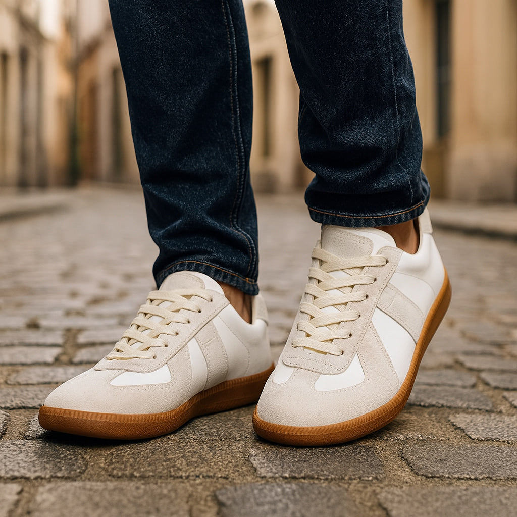 Zapatillas de cuero para hombre, con cordones, antideslizantes, bajas y casuales