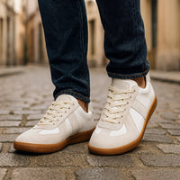 Zapatillas de cuero para hombre, con cordones, antideslizantes, bajas y casuales