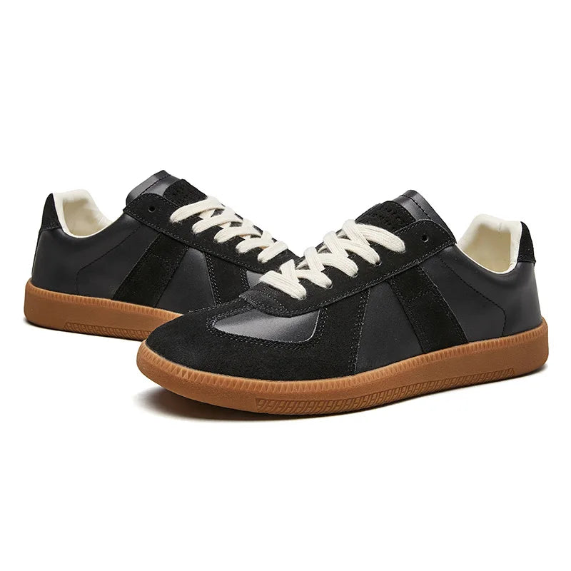 Zapatillas de cuero para hombre, con cordones, antideslizantes, bajas y casuales