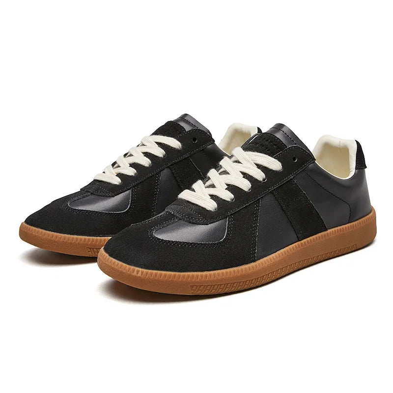 Zapatillas de cuero para hombre, con cordones, antideslizantes, bajas y casuales