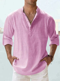 Camisa de lino para hombre sin mangas con botones, transpirable, casual, para playa
