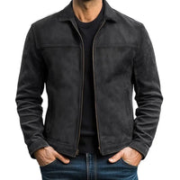 Veste en cuir homme style motard à manches longues zippée
