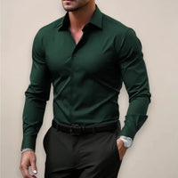 Men's Oxford Shirt Cotton Long Sleeve Button-Up Classic Collar Regular Fit